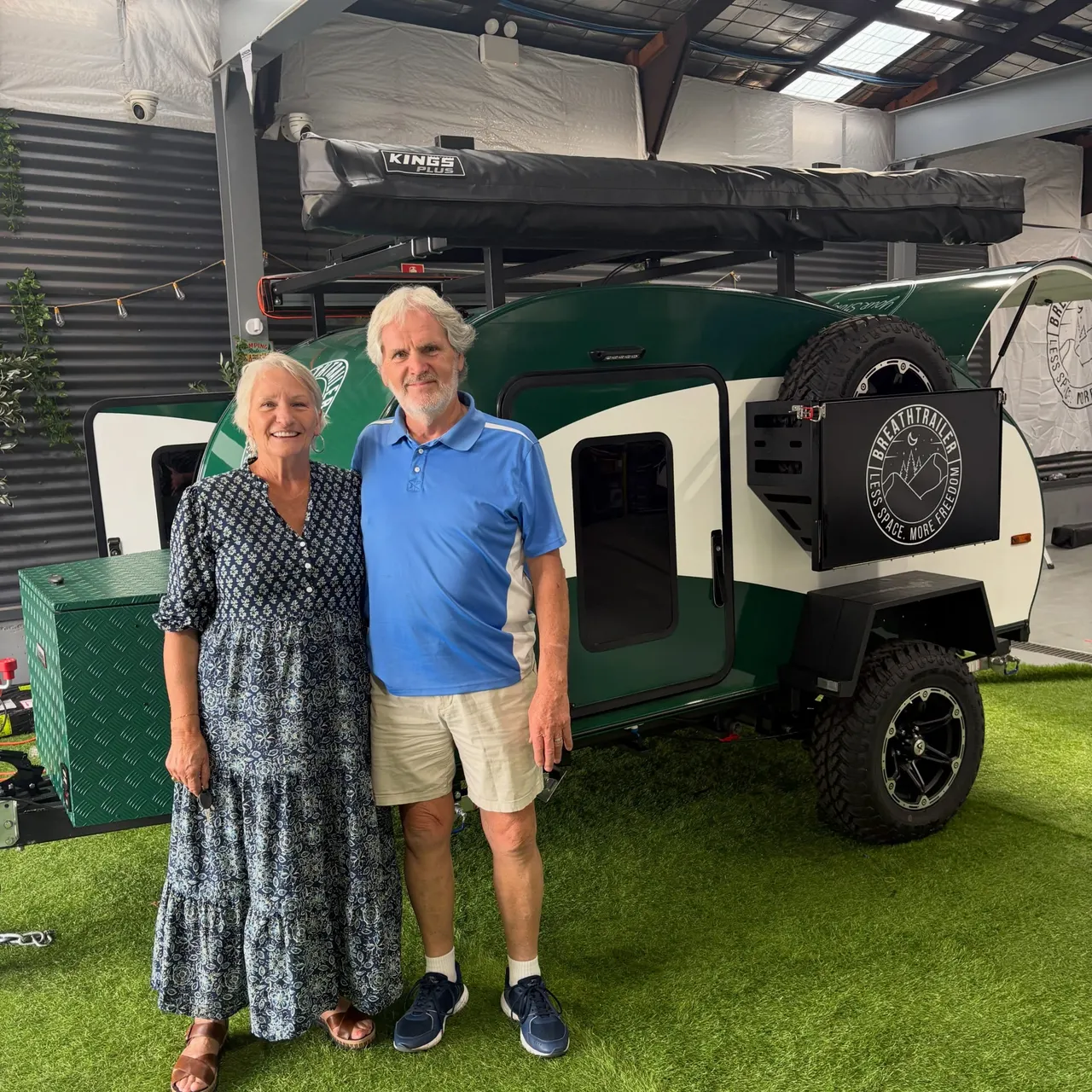 Bill and Antoinette with their Breath trailer at collection