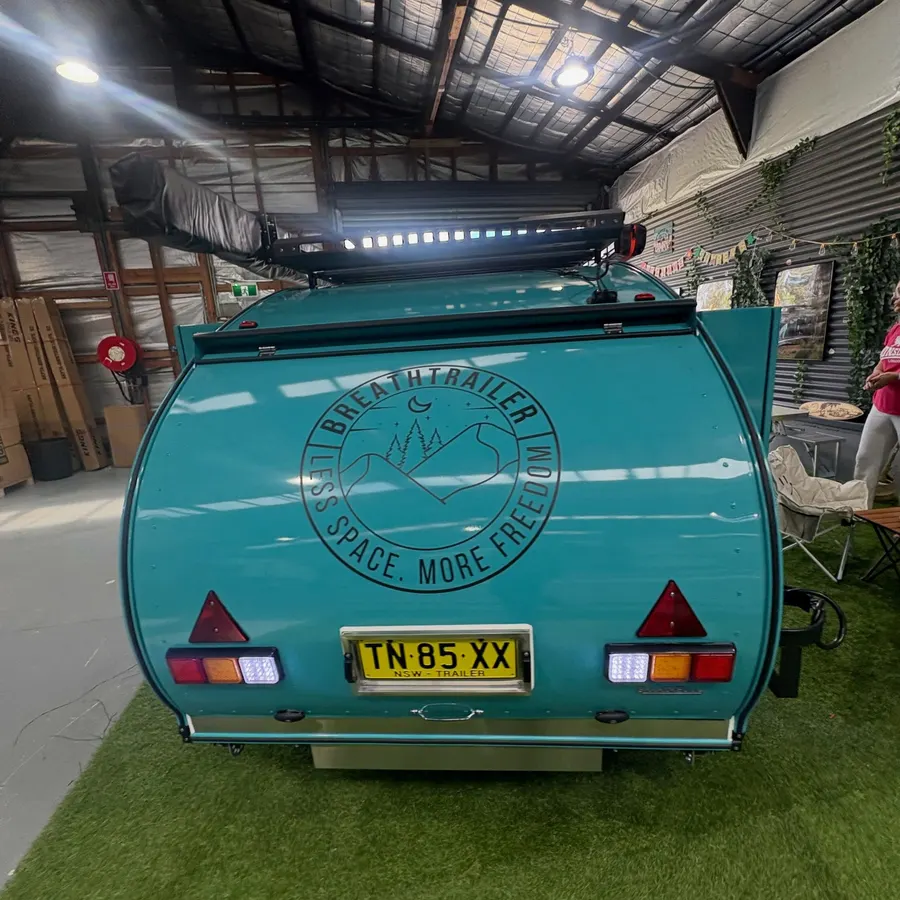 A recent turquoise Breath compact trailer