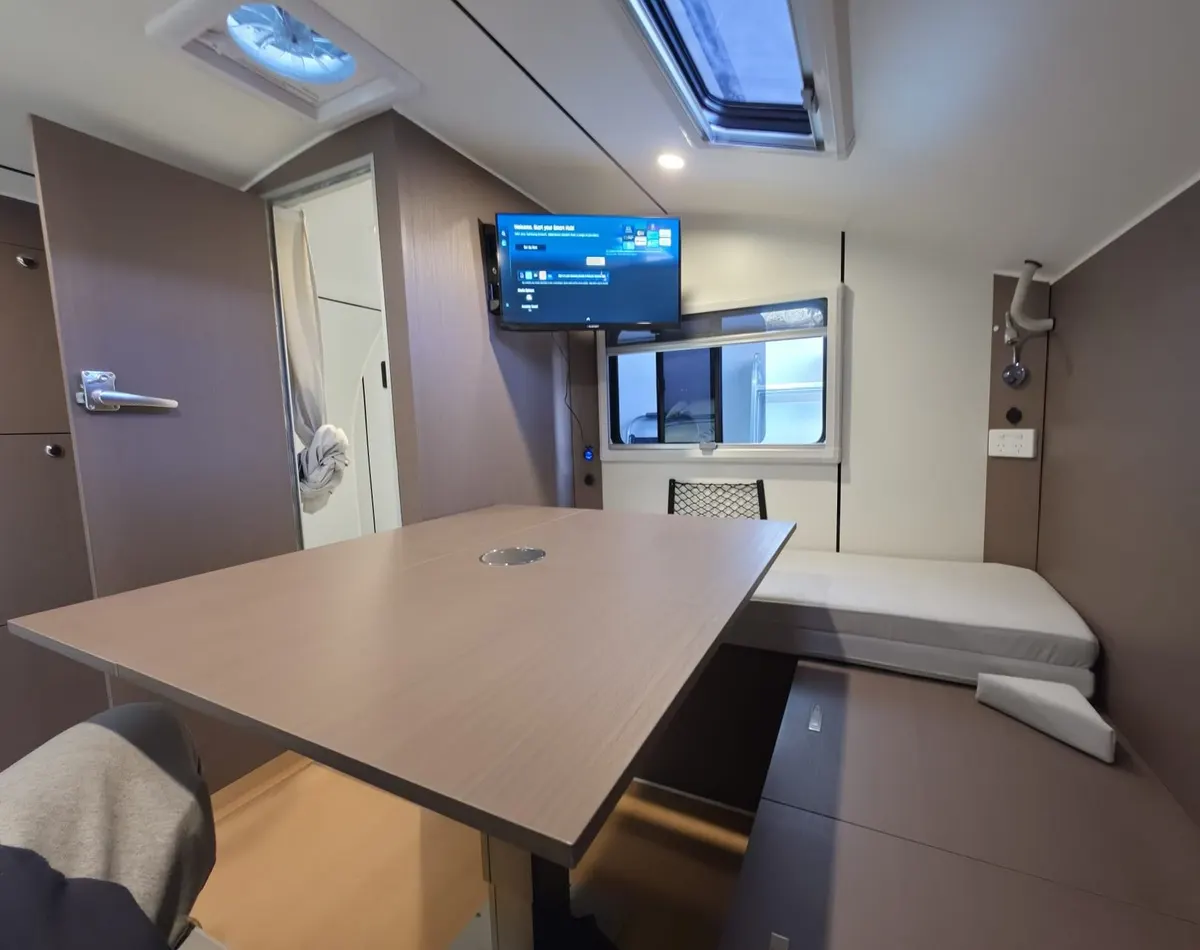 Max dining table, padded seating and optional TV