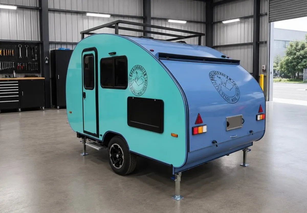 Turquoise and blue Max rear three-quarter view
