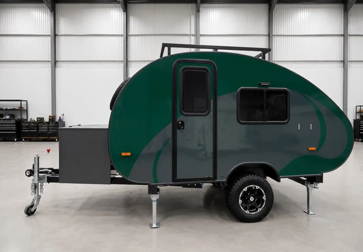 Dark green Max side exterior at the workshop