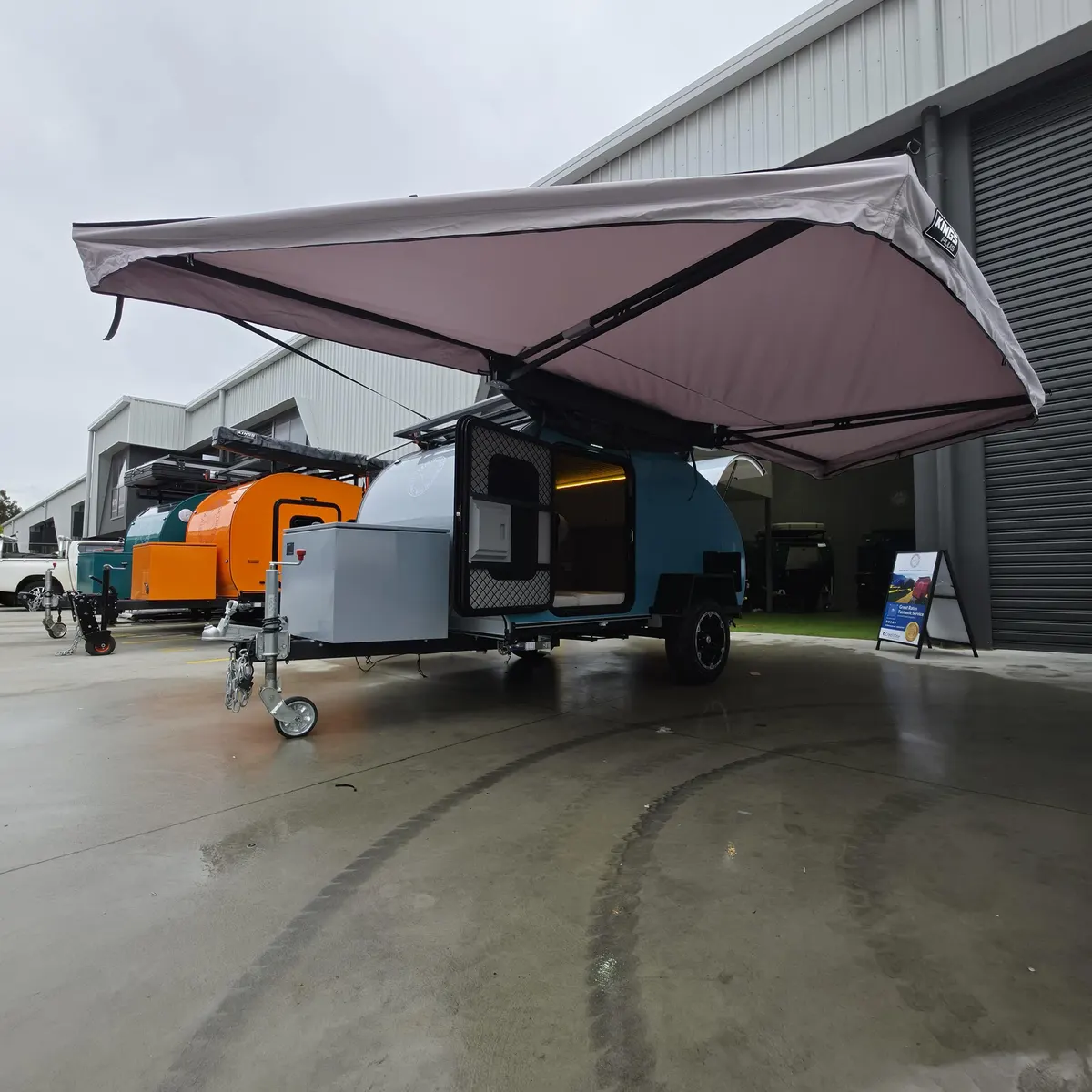 Blue Plus with its optional wraparound awning fully open
