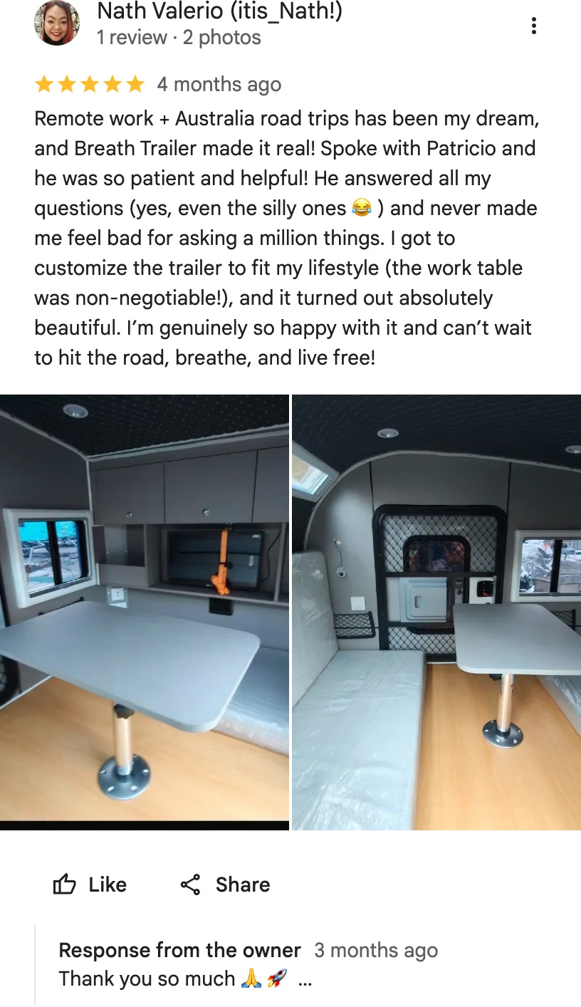 Original google review screenshot from Nath Valerio