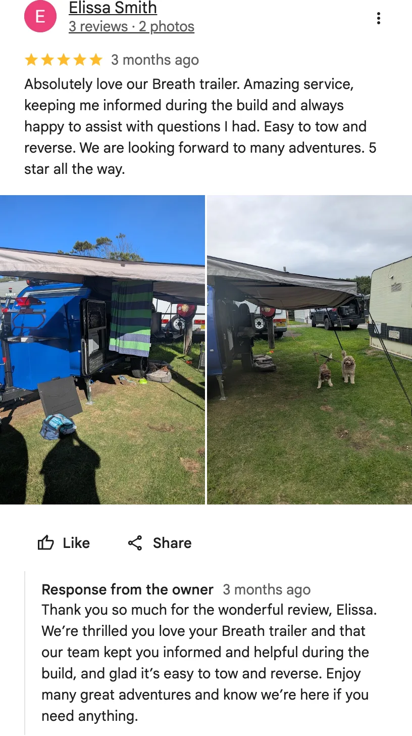 Original google review screenshot from Elissa Smith