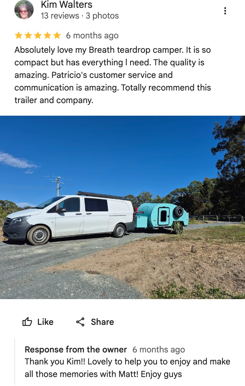 Original google review screenshot from Kim Walters