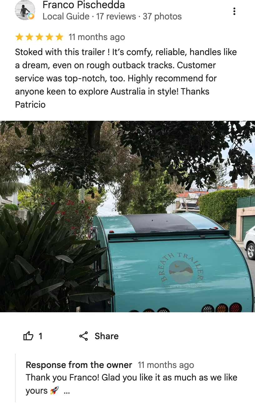 Original google review screenshot from Franco Pischedda