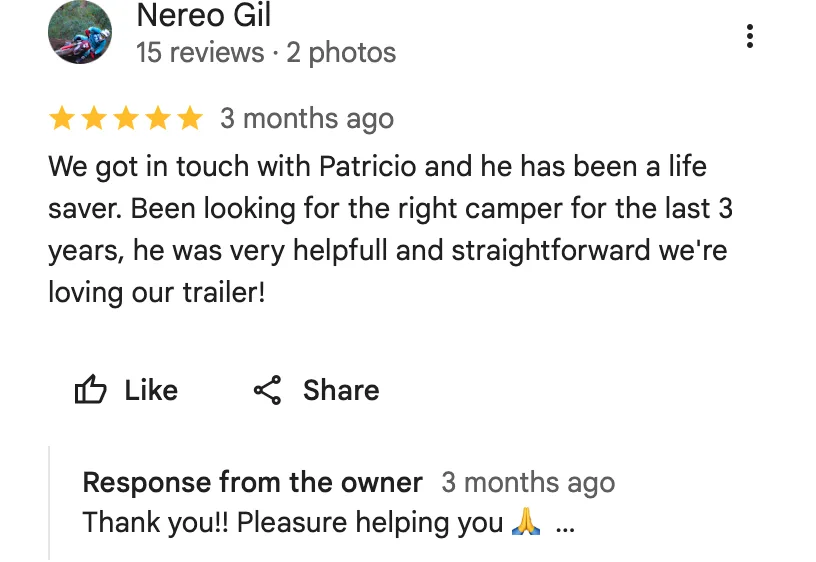 Original google review screenshot from Nereo Gil