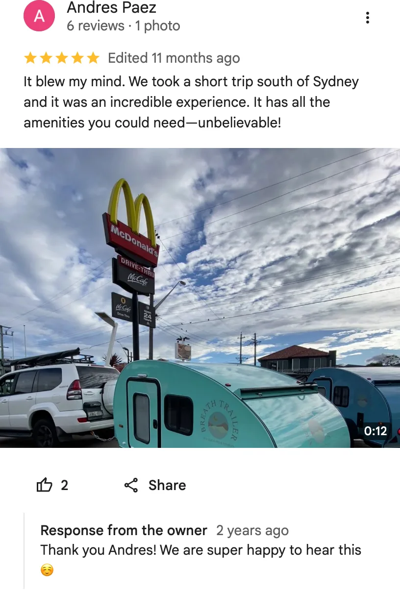 Original google review screenshot from Andres Paez