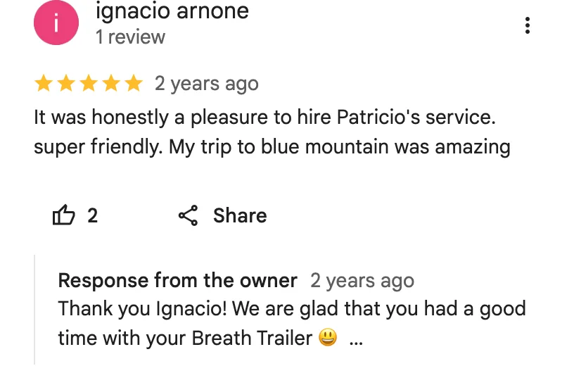 Original google review screenshot from Ignacio Arnone
