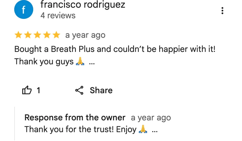 Original google review screenshot from francisco rodriguez