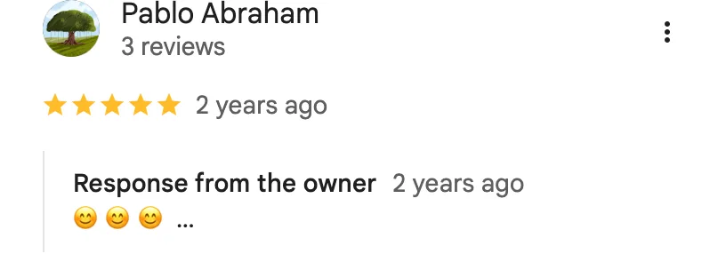 Original google review screenshot from Pablo Abraham